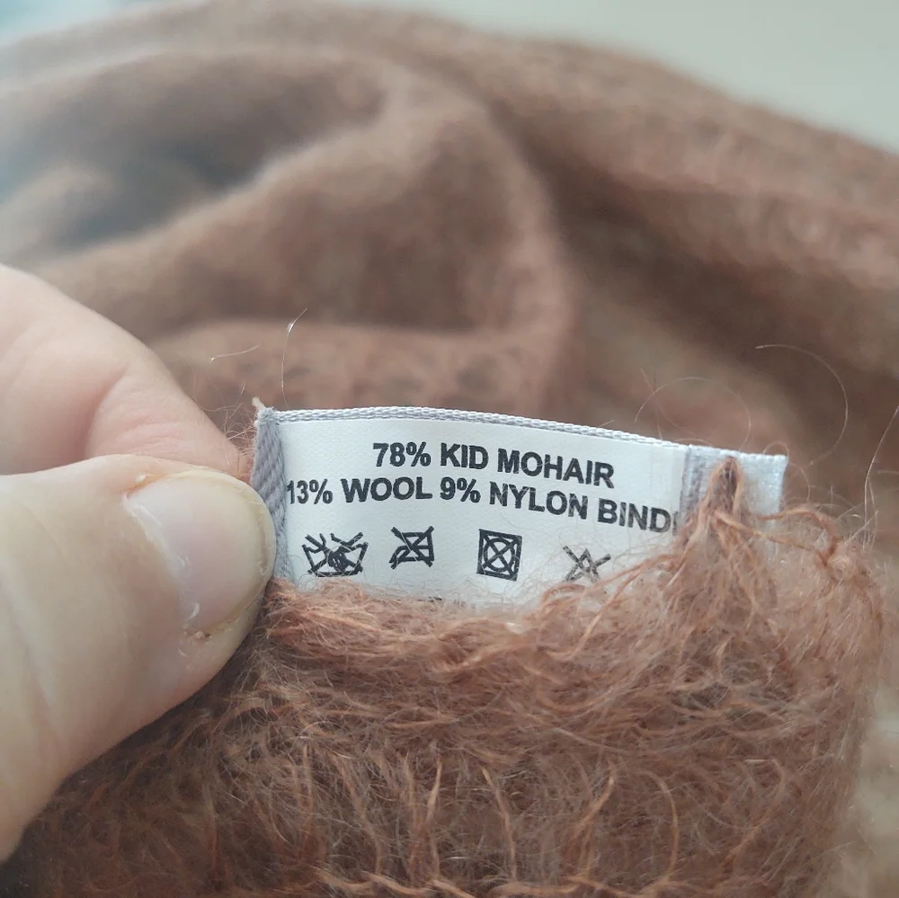 BabyMo Kid Mohair Wide Scarf Tan/Brown